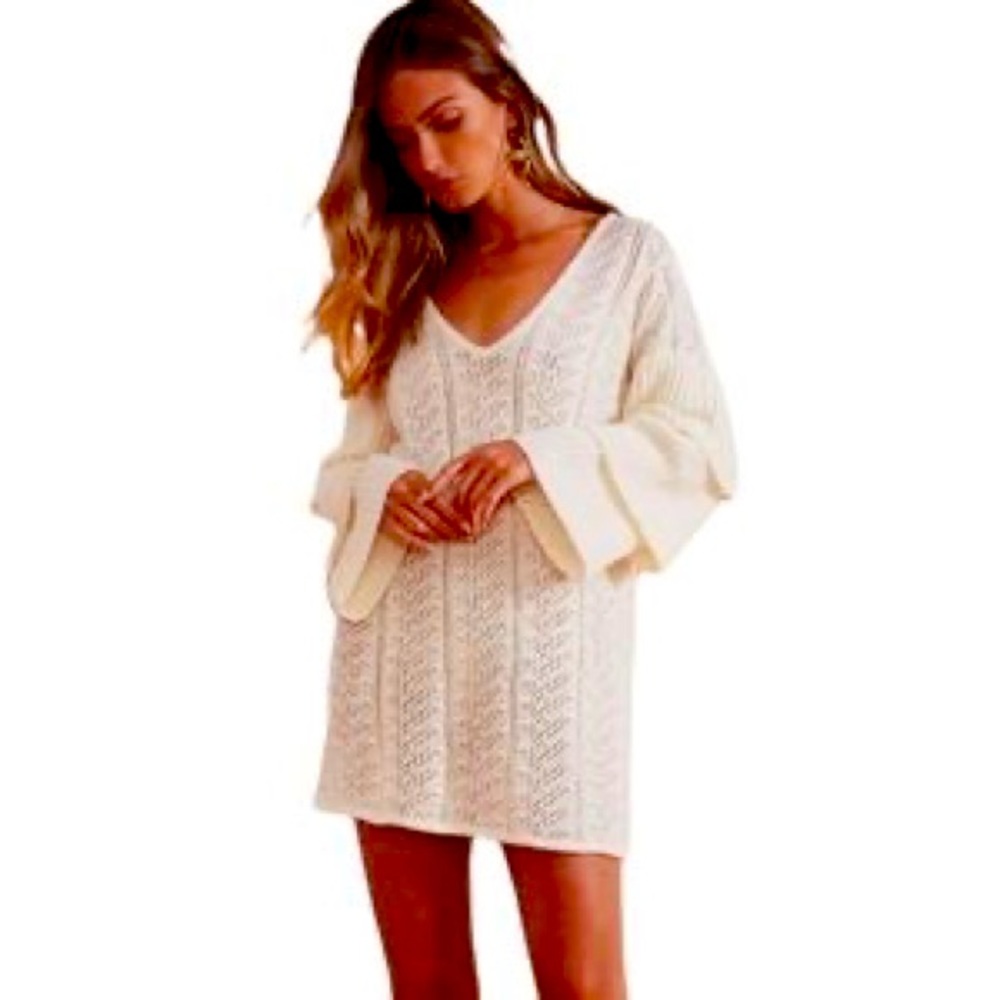 Tularosa Scout Cream Mini Sweater Dress L